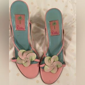 Lilly Pulitzer vintage heels pink and green made in Italy 39